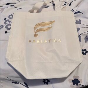 Fabletics Cream Tote with Gold Logo